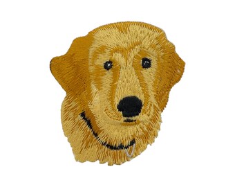 Visage, tête, chiot, chien réaliste, golden retriever, brodé, fer sur l'écusson
