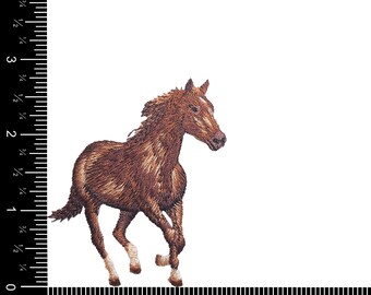 茶色の馬 - 左または右に走る - 刺繍アイロンパッチ - Etsy 日本