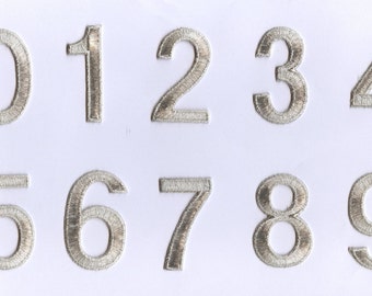 2" Number Metallic Silver - Block Style - Iron on Applique - Embroidered Patch