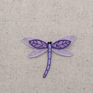 Small - Layered Purple - Dragonfly - Sheer - Iron on Applique - Embroidered Patch - 155704A