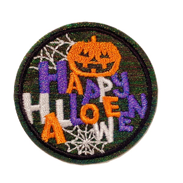 Jack o' lantern, Happy Halloween, Embroidered, Iron on Patch