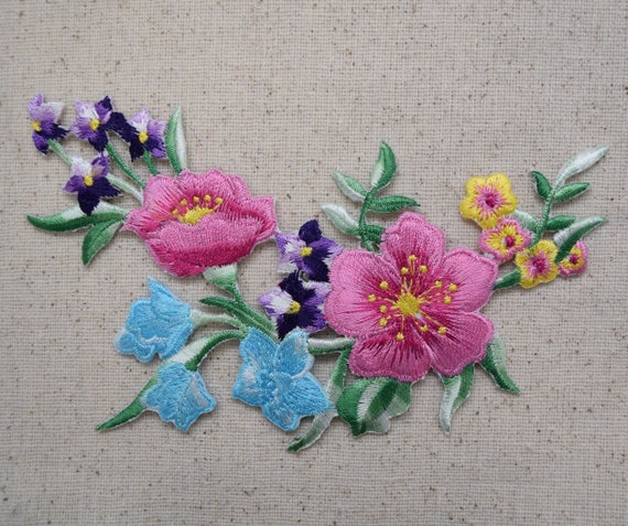  24 Pieces Iron on Flower Patches Sew on Embroidered Patch DIY  Applique for Jeans Jackets Bag Hat Clothing Shoes, 12 Colors