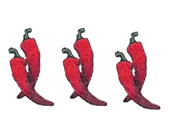 Red Chili Peppers, Food, Spicy, Embroidered, Iron on Patch