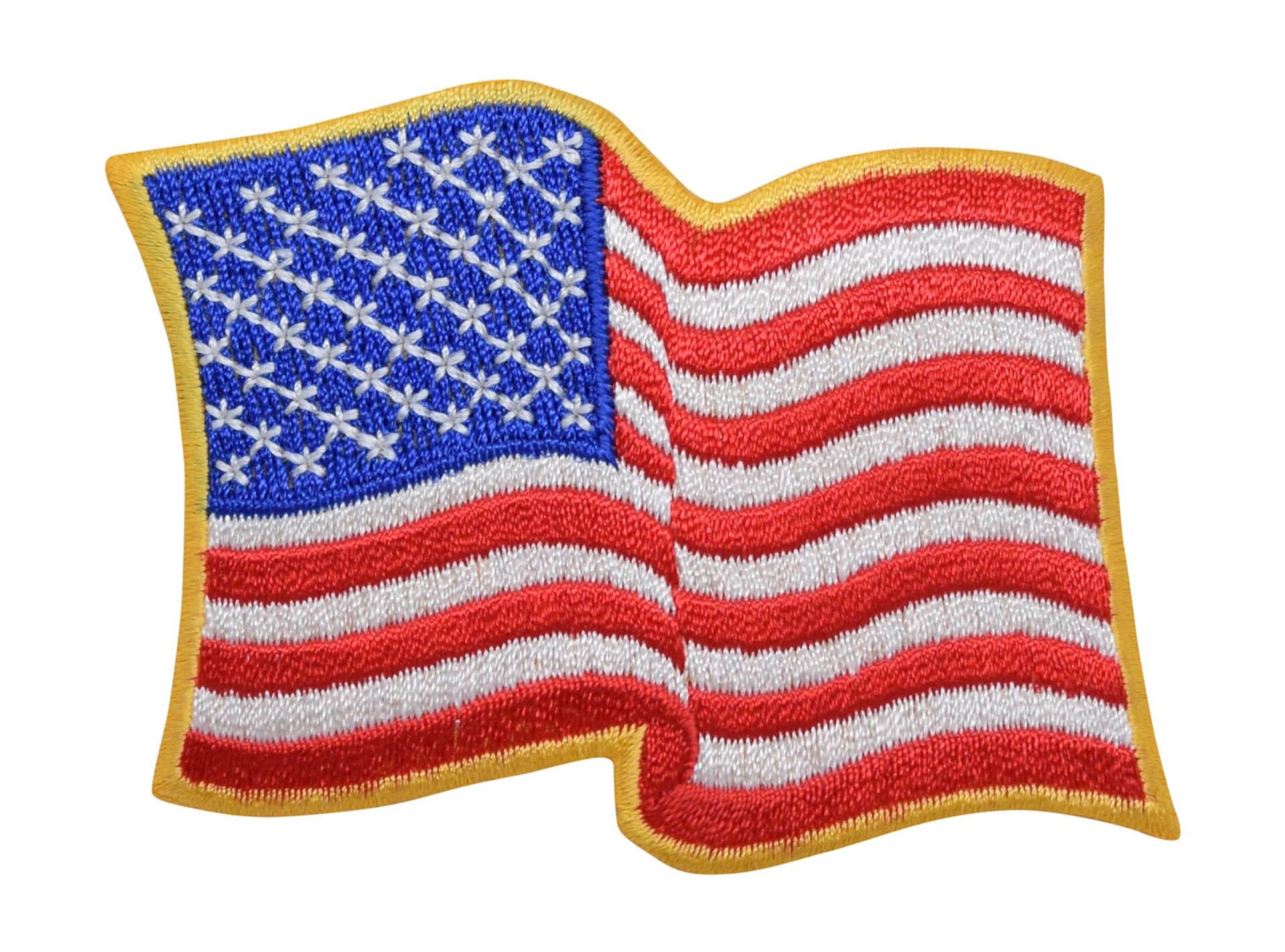 Drapeau Américain brodé 200 Patch bordure en or USA Etats-Unis United State