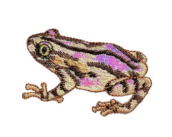 Tree Frog, Shimmery Iridescent, Brown, Iron-on Patch, Embroidered Badge