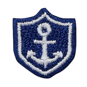 Small/Mini Blue and White Anchor Shield - Iron on Patch