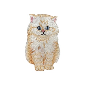 White Angora Cat/Kitten Embroidered Iron on Patch