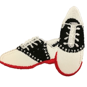 Saddle Shoes - 50s - Black and White - Red Soles - Embroidered Patch - Iron on Applique - 1119892-A