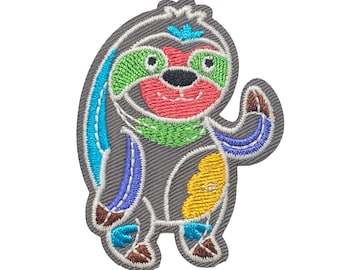 Colorful Sloth, Embroidered, Iron on Patch, DIY Crafts