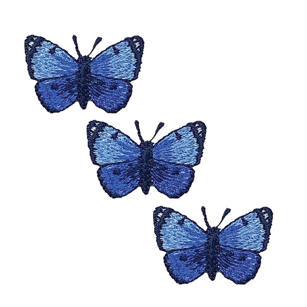 Small Butterfly , Light Blue, Embroidered, Iron on Patch