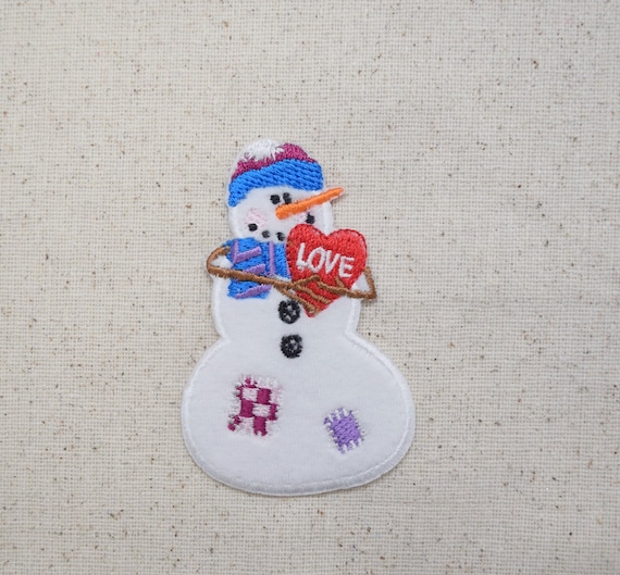 Toppa Ricamata Ferro Da Stiro A Forma Di Pupazzo Di Neve, Decorazione Natalizia 7.5x5 Cm