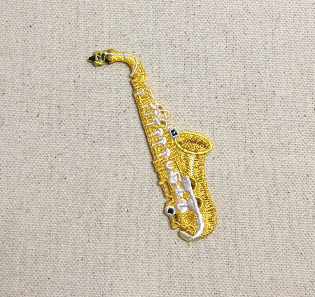 Saxophone Musical Instrument Iron on Applique Embroidered Patch 697341