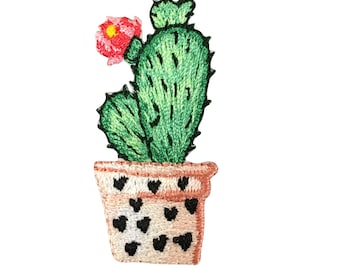 Potted Cactus Plant, Succulent, Embroidered Iron on Patch