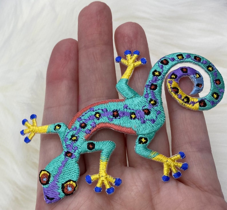 Gecko Multicolor Lizard Iron on Applique Embroidered Patch 692676 image 9