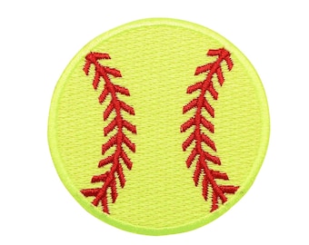 2" - Softball Neon Yellow - Embroidered Iron on Patch