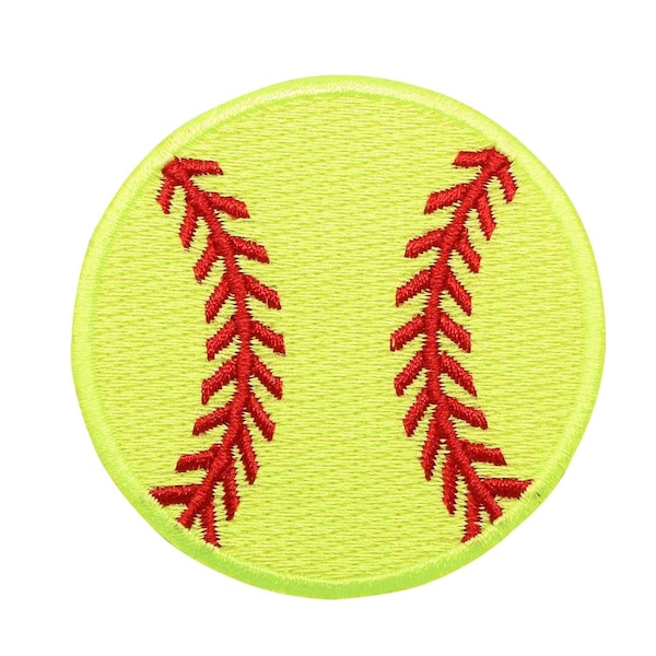 2" - Softball Neon Yellow - Embroidered Iron on Patch