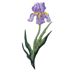 Purple Iris - Small - Flower - Iron on Applique - Embroidered Patch - 694935-A