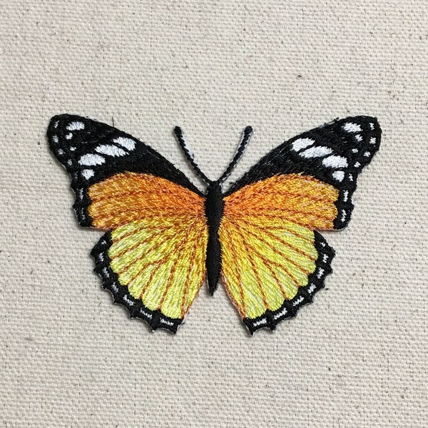 Monarch Butterfly - Black/Yellow - Embroidered Patch - Iron on Applique - 240155-A