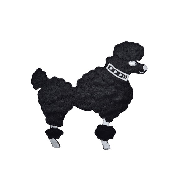 3 Sizes - Black Poodle - Facing Right - Iron on Applique - Embroidered Patch