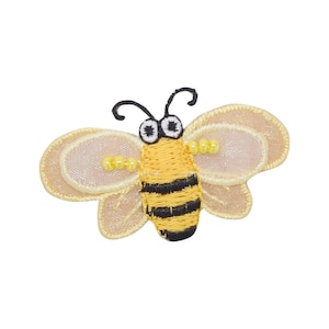 Parche termoadhesivo bordado con abeja amarilla en 3D