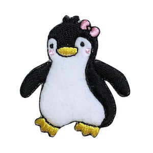 Girl Penguin  - Iron on Applique - Embroidered Patch - 156623-A