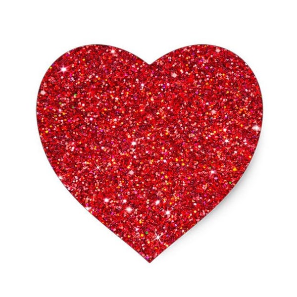 Heart - *HTV* - 2", 3", 4" or 5" Glitter - NO MESS - Iron on Heat Transfer Vinyl - Cut Vinyl Applique Design