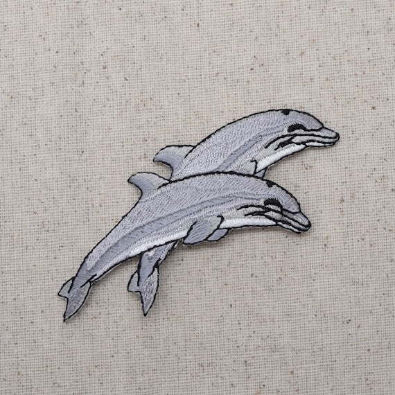 BOTTLENOSE DOLPHIN EMBROIDERED PATCH iron-on PORPOISE applique OCEAN MAMMAL new