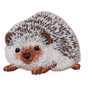 Natural Hedgehog - Embroidered Iron on Patch