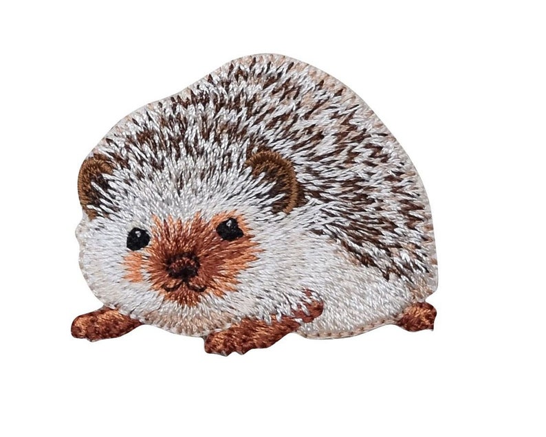 Natural Hedgehog Embroidered Iron on Patch image 1