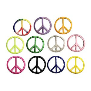 1" Peace Sign, Hippy 60's -  11 Colors, Embroidered, Iron on Patch