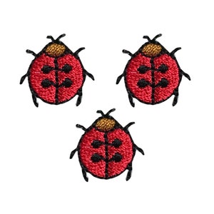 Mini Red Ladybug, Insects, Embroidered, Iron on Patch