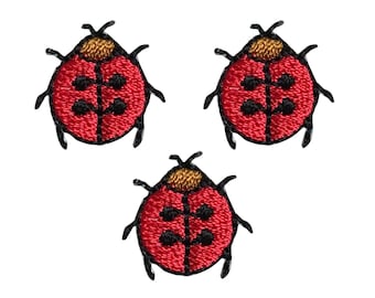 Mini Red Ladybug, Insects, Embroidered, Iron on Patch