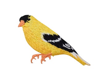 Yellow Finch - Goldfinch Bird - Embroidered Iron on Patch