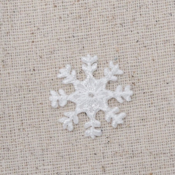 White Snowflake Applique Patch Snow, Winter Badge 2-3/8 iron On 