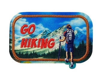 Go Hiking - Camping Badge - Forest/Nature/Wilderness - Iron on Applique - Embroidered Patch