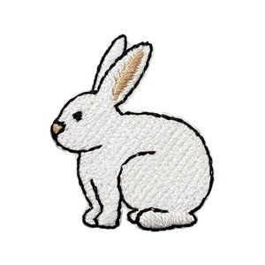 Mini White Bunny Rabbit Embroidered Iron on Patch