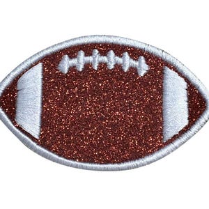 Football - Brown Glitter - White Outline/Stitches - 2", 3", 4" or 5" - Sports - Iron on Applique - Embroidered Patch