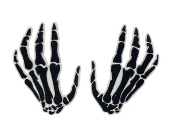 Skeleton Hands, Bones, Halloween, Embroidered, Iron on Patch