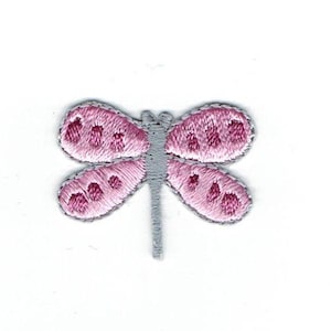 Liten/Mini - Trollslända - Rosa/Grå - Stryk-på-applikation - Broderad lapp - 682384-A