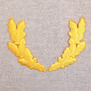Yellow - Pair Scrambled Eggs - Military Uniform - Iron on Applique - Embroidered Patch - 693230-A