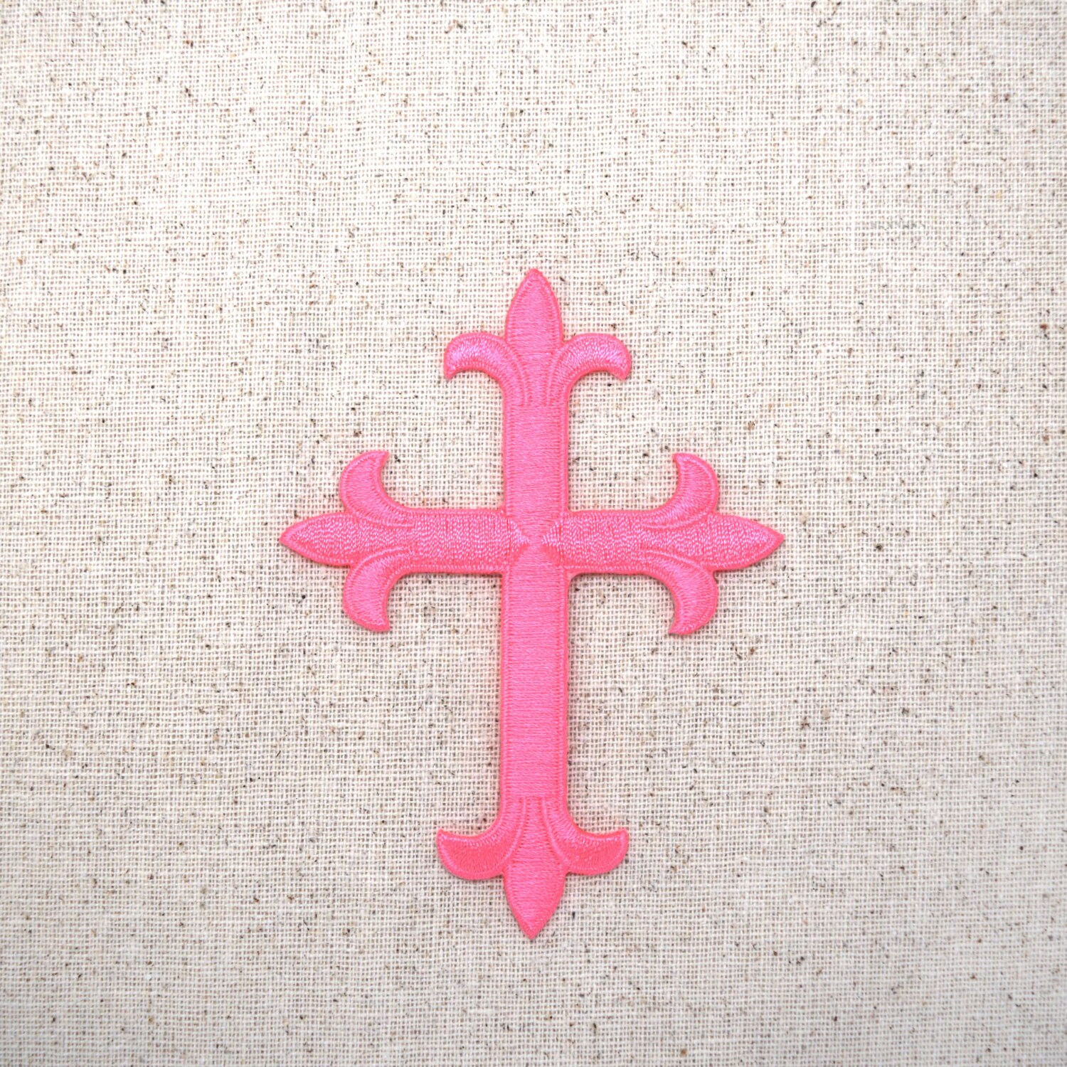 Blue & Pink Decorative Cross Patch, Religious Cross Patches