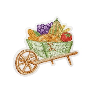 Schubkarre mit Herbst Ernte gestickt Aufnäher