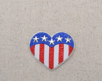 Patriotic Heart American Flag Iron on Patch