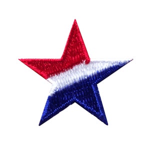 Red, White & Blue Striped Star - Patriotic/USA - Iron on Applique - Embroidered Patch