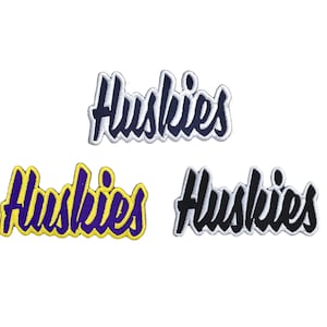 Huskies, nom de l'équipe, mascotte sportive, écusson d'école, brodé, écusson thermocollant