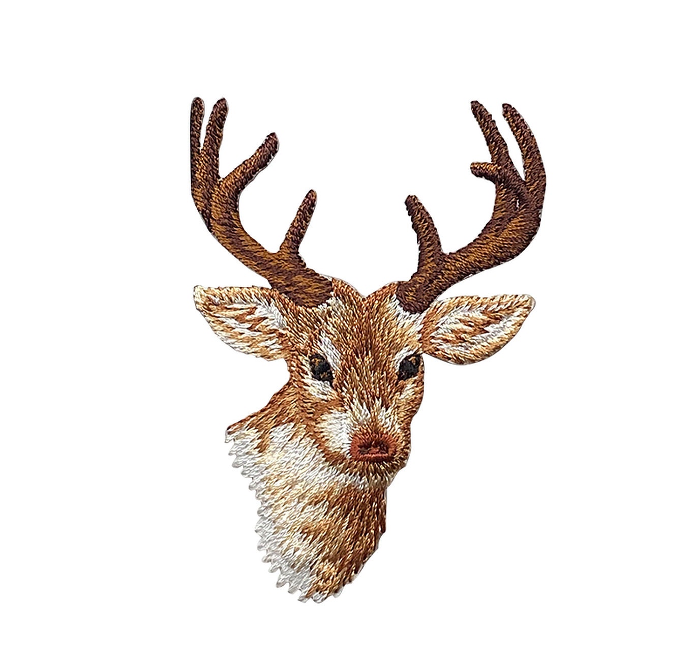 8-point Deer Mount, Buck, White Tail, Realistic Animals, Embroidered, Iron on Patch