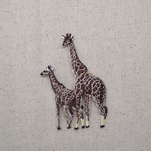 Giraffe Embroidered Iron-On Patch - 1-3/4" Wild Animal Applique For Jackets & Hats
