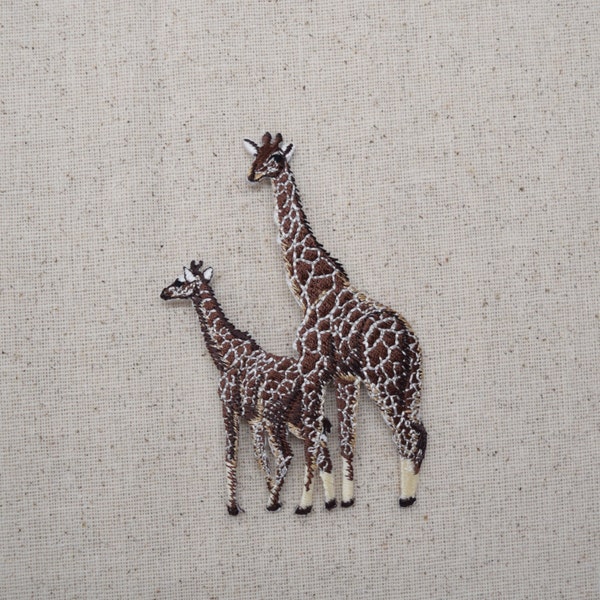 Two Giraffe - African Safari Animals - Zoo - Iron on Applique - Embroidered Patch - 695142-A