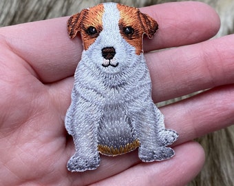 ジャック・ラッセル・テリア、子犬、犬、刺繍、アイロン接着パッチ