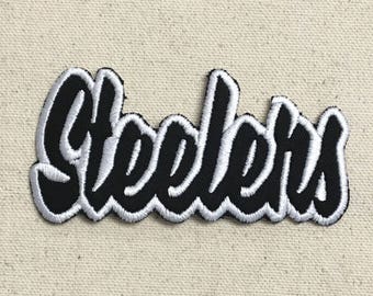 Steelers - Elección de color - Mascota - Nombre del equipo - Palabras - Aplique para planchar - Parche bordado